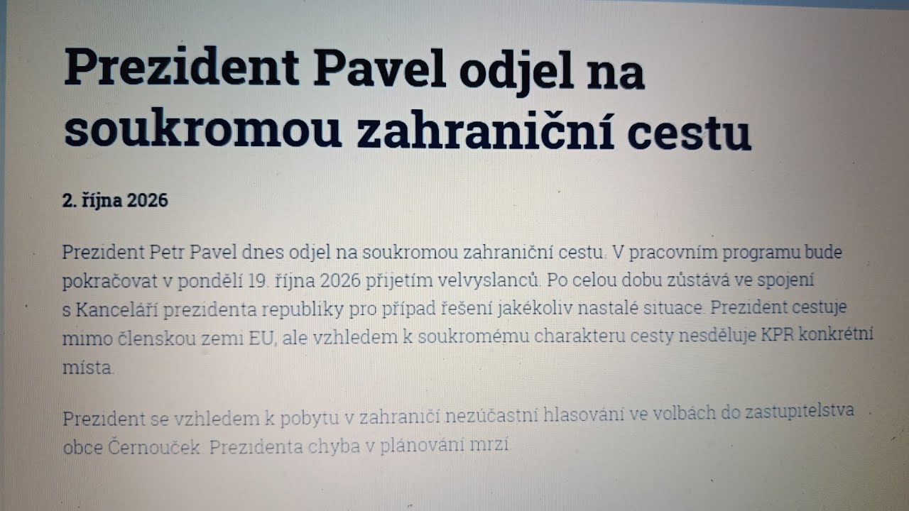 ZDĚŠENÍ! Náš soudruh prezident Petr Pavel se nezúčastní komunálních a senátních voleb!!!